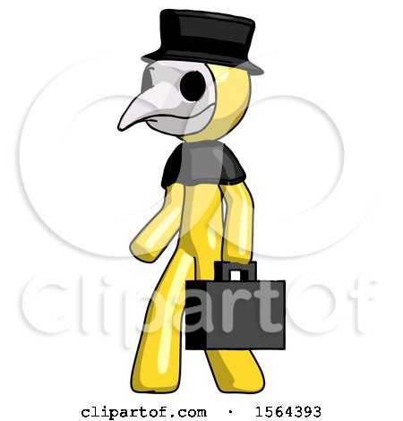 Yellow Plague Doctor Man Walking with Briefcase to the Left by Leo Blanchette
