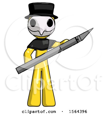 Yellow Plague Doctor Man Holding Large Scalpel by Leo Blanchette