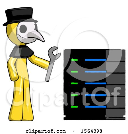 Yellow Plague Doctor Man Server Administrator Doing Repairs by Leo Blanchette
