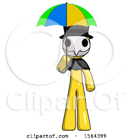 Yellow Plague Doctor Man Holding Umbrella Rainbow Colored by Leo Blanchette