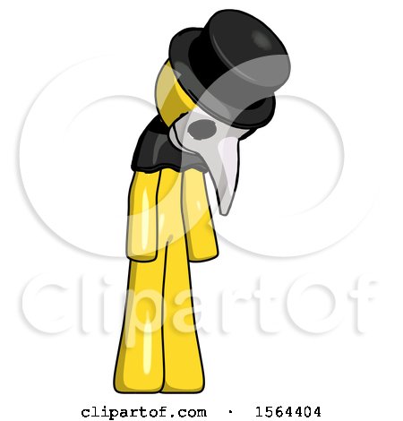 Yellow Plague Doctor Man Depressed with Head down Turned Right by Leo Blanchette
