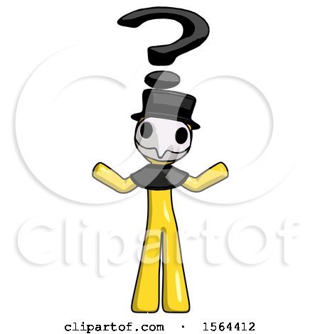 Yellow Plague Doctor Man with Question Mark Above Head, Confused by Leo Blanchette