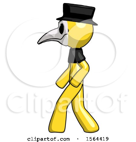 Yellow Plague Doctor Man Walking Left Side View by Leo Blanchette