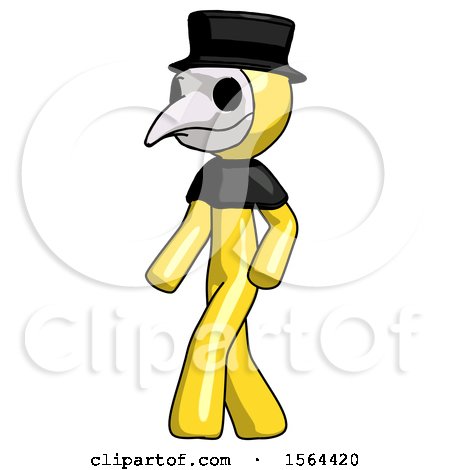 Yellow Plague Doctor Man Man Walking Turned Left Front View by Leo Blanchette