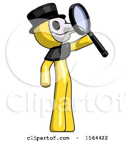 Yellow Plague Doctor Man Inspecting with Large Magnifying Glass Facing up by Leo Blanchette
