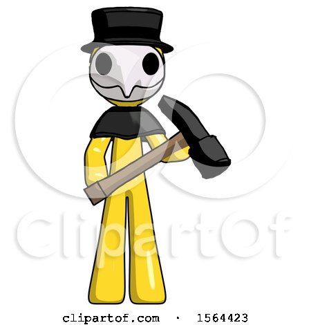 Yellow Plague Doctor Man Holding Hammer Ready to Work by Leo Blanchette