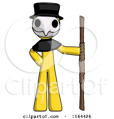 Yellow Plague Doctor Man Holding Staff or Bo Staff by Leo Blanchette