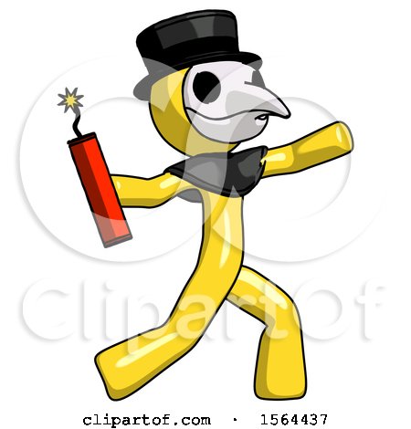 Yellow Plague Doctor Man Throwing Dynamite by Leo Blanchette