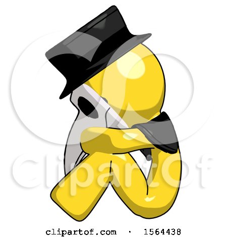 Yellow Plague Doctor Man Sitting with Head down Facing Sideways Left by Leo Blanchette