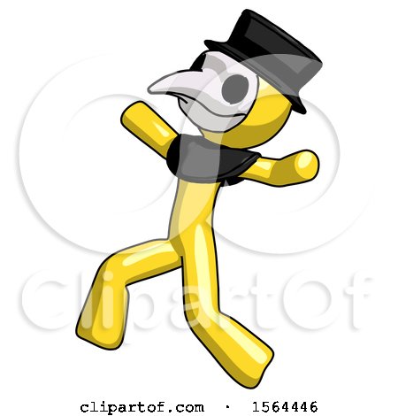 Yellow Plague Doctor Man Running Away in Hysterical Panic Direction Left by Leo Blanchette