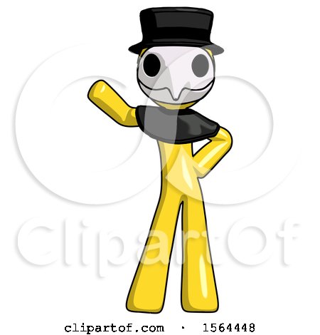 Yellow Plague Doctor Man Waving Right Arm with Hand on Hip by Leo Blanchette
