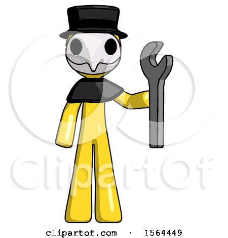 Yellow Plague Doctor Man Holding Wrench Ready to Repair or Work by Leo Blanchette