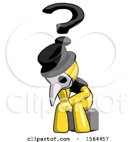 Yellow Plague Doctor Man Thinker Question Mark Concept by Leo Blanchette
