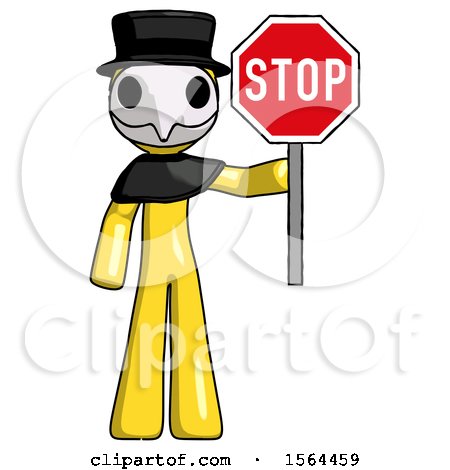Yellow Plague Doctor Man Holding Stop Sign by Leo Blanchette