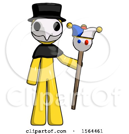 Yellow Plague Doctor Man Holding Jester Staff by Leo Blanchette