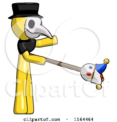 Yellow Plague Doctor Man Holding Jesterstaff - I Dub Thee Foolish Concept by Leo Blanchette