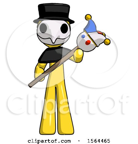 Yellow Plague Doctor Man Holding Jester Diagonally by Leo Blanchette