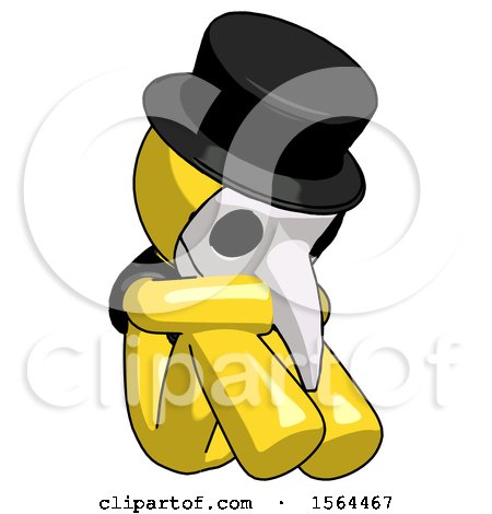 Yellow Plague Doctor Man Sitting with Head down Facing Angle Right by Leo Blanchette