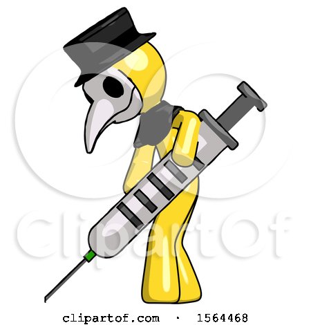 Yellow Plague Doctor Man Using Syringe Giving Injection by Leo Blanchette