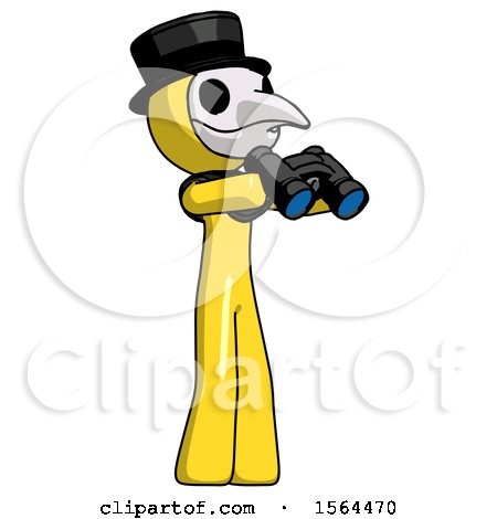 Yellow Plague Doctor Man Holding Binoculars Ready to Look Right by Leo Blanchette