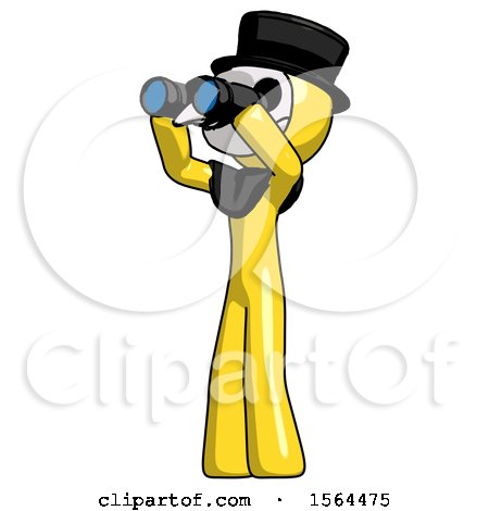 Yellow Plague Doctor Man Looking Through Binoculars to the Left by Leo Blanchette