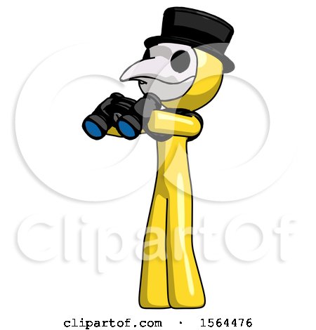 Yellow Plague Doctor Man Holding Binoculars Ready to Look Left by Leo Blanchette