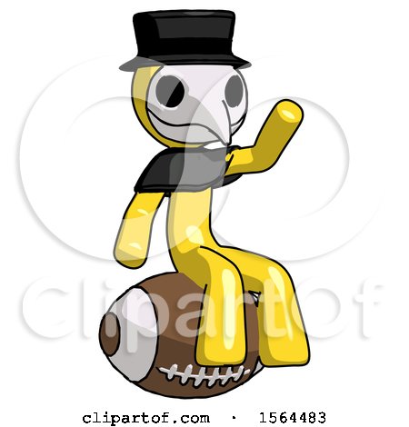 Yellow Plague Doctor Man Sitting on Giant Football by Leo Blanchette
