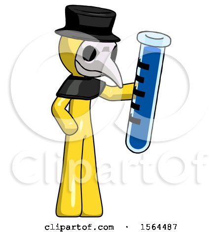 Yellow Plague Doctor Man Holding Large Test Tube by Leo Blanchette