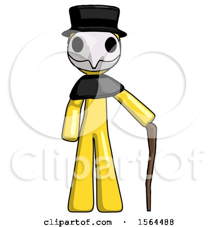 Yellow Plague Doctor Man Standing with Hiking Stick by Leo Blanchette