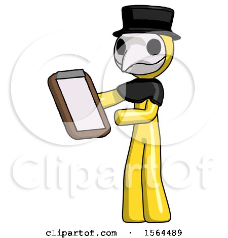 Yellow Plague Doctor Man Reviewing Stuff on Clipboard by Leo Blanchette