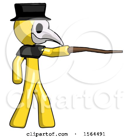 Yellow Plague Doctor Man Pointing with Hiking Stick by Leo Blanchette