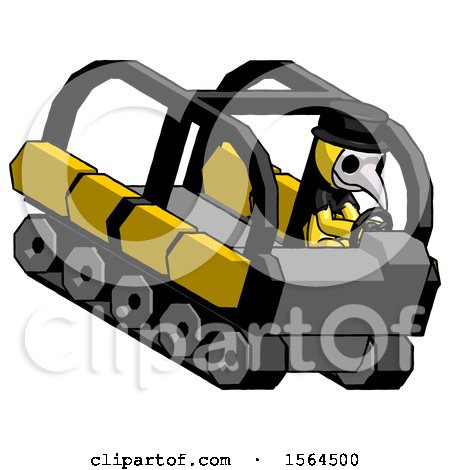 Yellow Plague Doctor Man Driving Amphibious Tracked Vehicle Top Angle View by Leo Blanchette