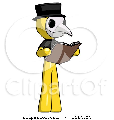 Yellow Plague Doctor Man Reading Book While Standing up Facing Away by Leo Blanchette