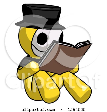 Yellow Plague Doctor Man Reading Book While Sitting down by Leo Blanchette