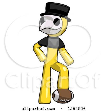 Yellow Plague Doctor Man Standing with Foot on Football by Leo Blanchette