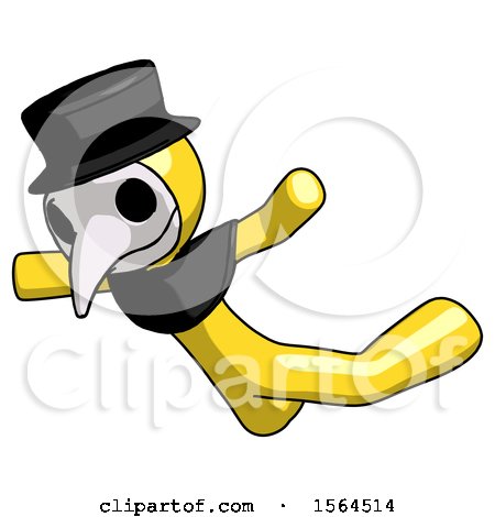 Yellow Plague Doctor Man Skydiving or Falling to Death by Leo Blanchette