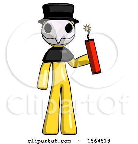 Yellow Plague Doctor Man Holding Dynamite with Fuse Lit by Leo Blanchette