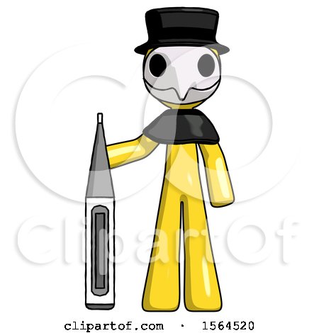 Yellow Plague Doctor Man Standing with Large Thermometer by Leo Blanchette