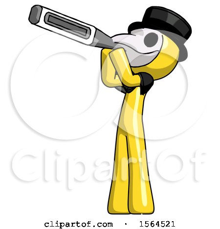 Yellow Plague Doctor Man Thermometer in Mouth by Leo Blanchette