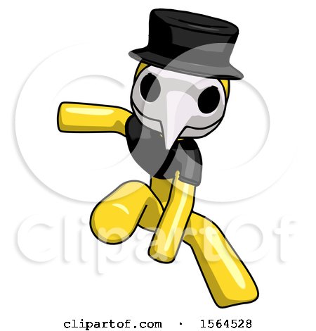 Yellow Plague Doctor Man Action Hero Jump Pose by Leo Blanchette