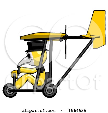 Yellow Plague Doctor Man in Ultralight Aircraft Side View by Leo Blanchette