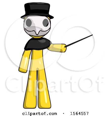 Yellow Plague Doctor Man Teacher or Conductor with Stick or Baton Directing by Leo Blanchette