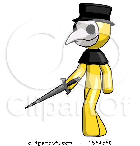 Yellow Plague Doctor Man with Sword Walking Confidently by Leo Blanchette