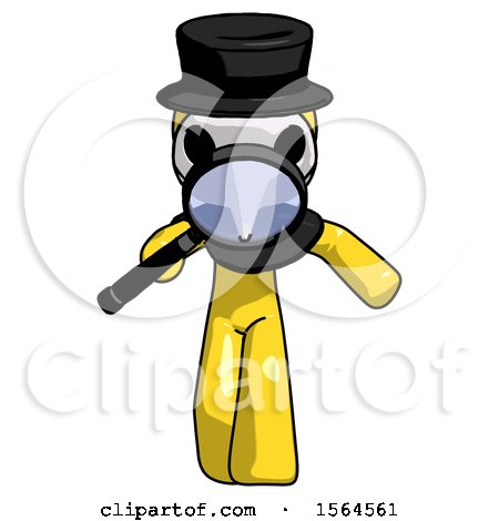 Yellow Plague Doctor Man Looking down Through Magnifying Glass by Leo Blanchette
