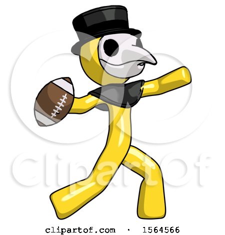 Yellow Plague Doctor Man Throwing Football by Leo Blanchette