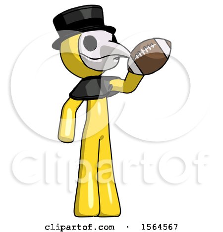 Yellow Plague Doctor Man Holding Football up by Leo Blanchette