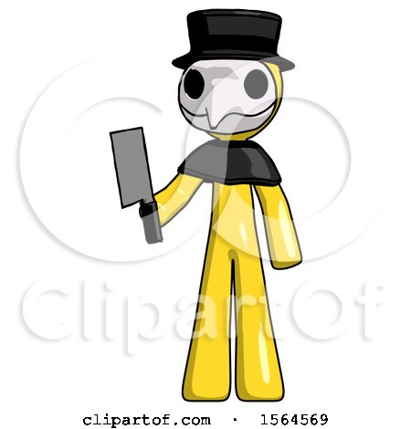 Yellow Plague Doctor Man Holding Meat Cleaver by Leo Blanchette