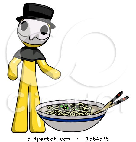 Yellow Plague Doctor Man and Noodle Bowl, Giant Soup Restaraunt Concept by Leo Blanchette