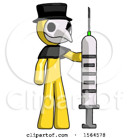 Yellow Plague Doctor Man Holding Large Syringe by Leo Blanchette
