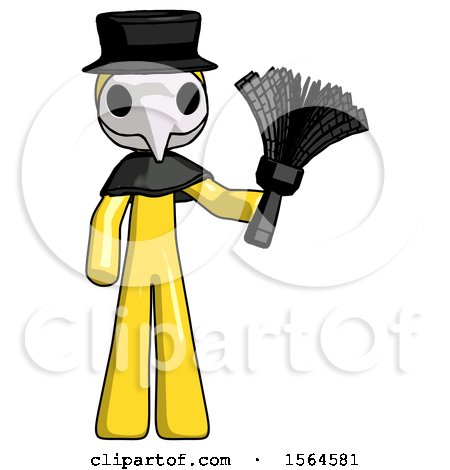 Yellow Plague Doctor Man Holding Feather Duster Facing Forward by Leo Blanchette